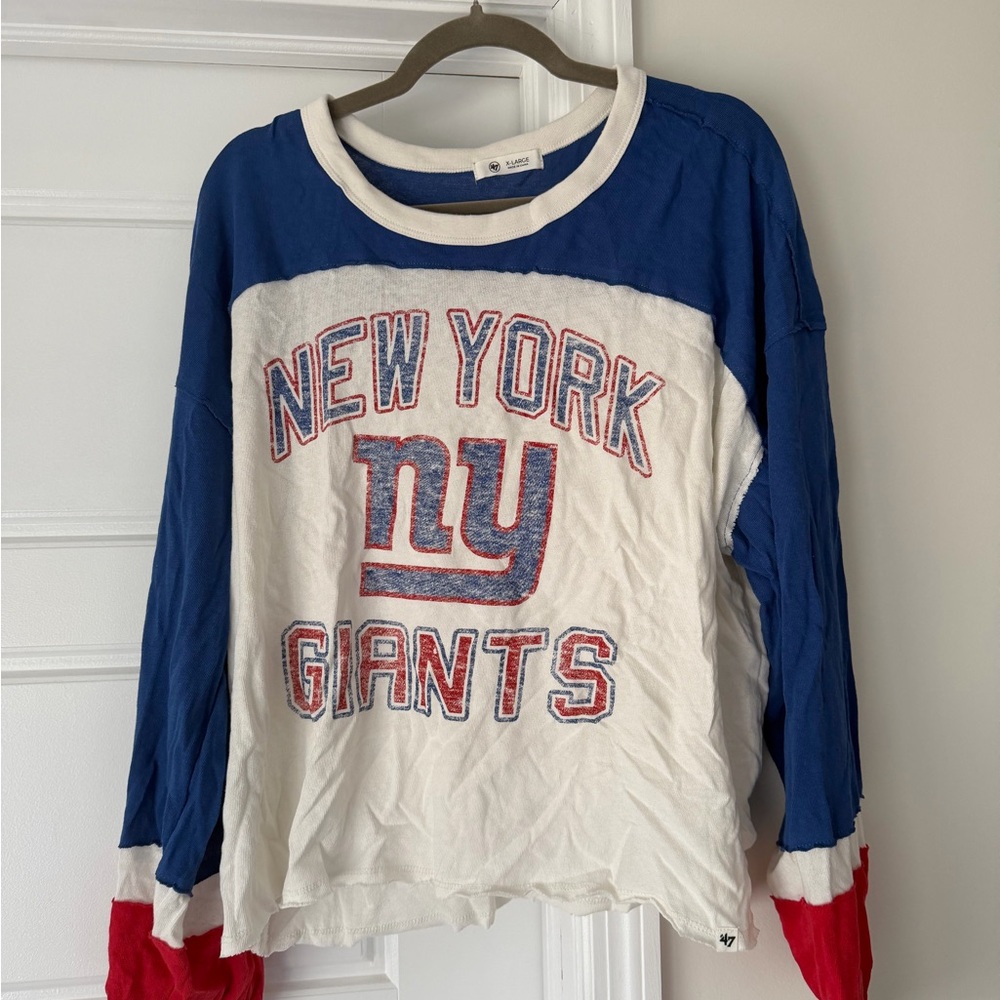 47 Brand New York Giants Kids Long Sleeve Tee - Blue, White, Red